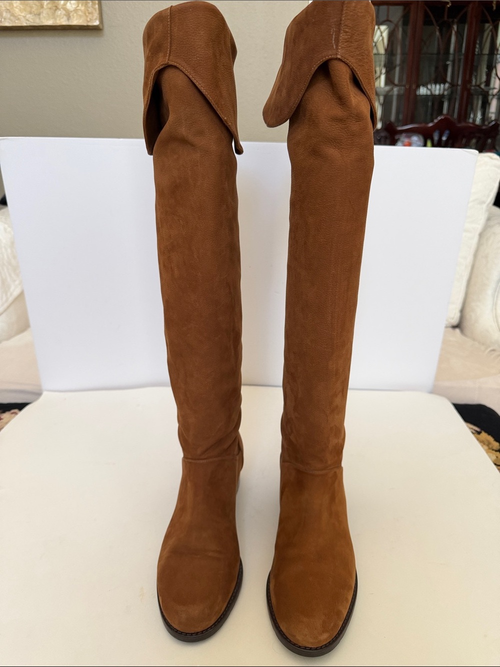 Stuart Weitzman Dunkirk Luggage Suede over the knee boot
